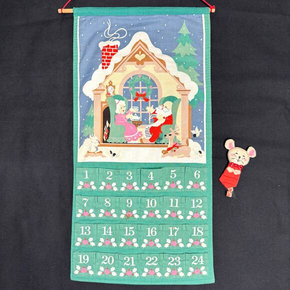 Vintage Avon Advent Calendar with Mouse Countdown to Christmas 1980s 1987 Santa - Picture 1 of 8
